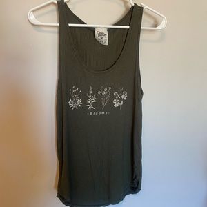Army green ribbed tank top